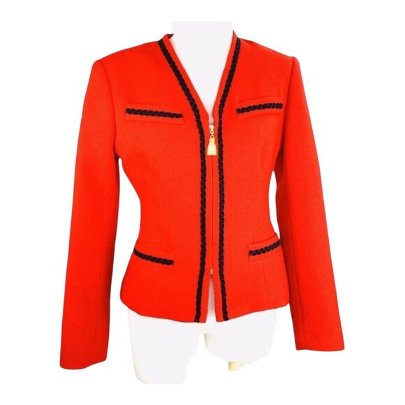 Georgiou Studio Jackets & Blazers - Georgiou Studio Vintage Red Wool/Nylon Womens Jacket With Gold Tassel Zipper